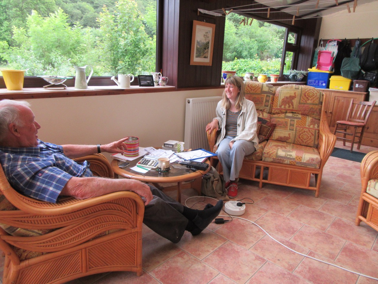 Wyn Griffiths being interviewed for oral history recording